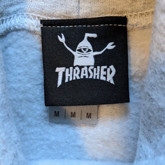 Thrasher Fleece Hoodie Gray Pullover Medium Sweatshirt - Picture 3 of 7